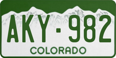 CO license plate AKY982
