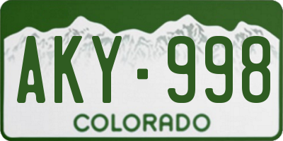 CO license plate AKY998