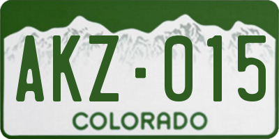 CO license plate AKZ015
