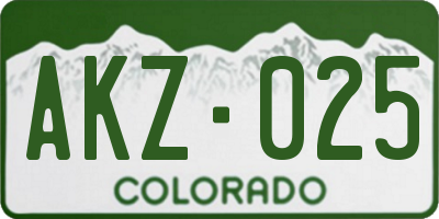 CO license plate AKZ025