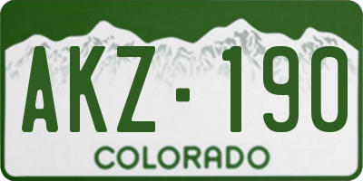 CO license plate AKZ190