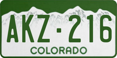 CO license plate AKZ216