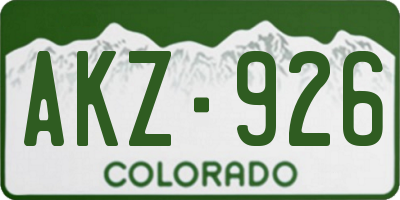 CO license plate AKZ926