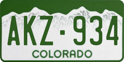 CO license plate AKZ934