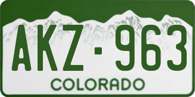 CO license plate AKZ963