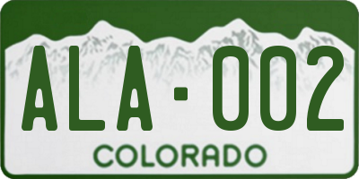CO license plate ALA002