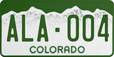 CO license plate ALA004