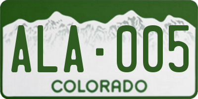 CO license plate ALA005
