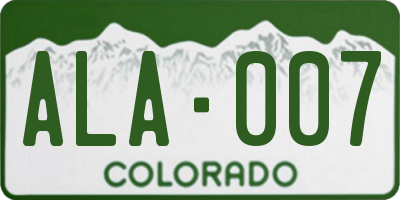 CO license plate ALA007