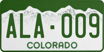 CO license plate ALA009