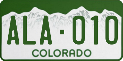 CO license plate ALA010