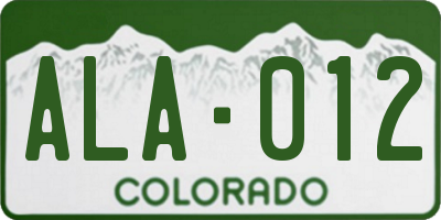 CO license plate ALA012