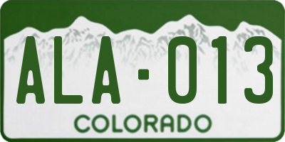 CO license plate ALA013