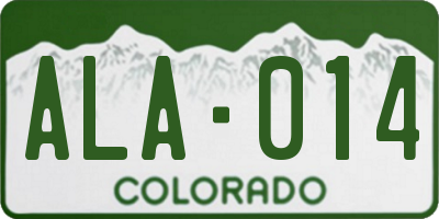 CO license plate ALA014