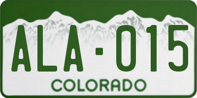 CO license plate ALA015