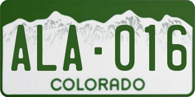 CO license plate ALA016