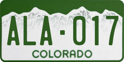 CO license plate ALA017
