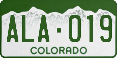CO license plate ALA019