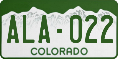 CO license plate ALA022
