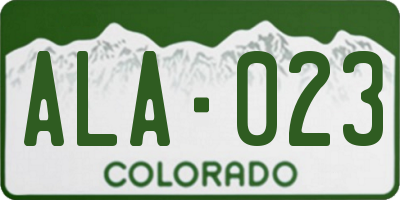 CO license plate ALA023