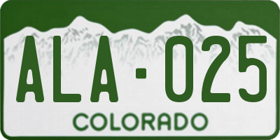 CO license plate ALA025