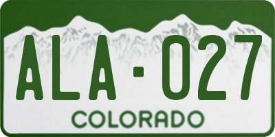 CO license plate ALA027