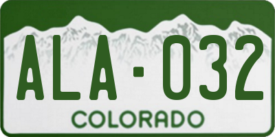 CO license plate ALA032