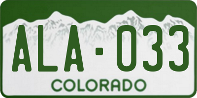 CO license plate ALA033