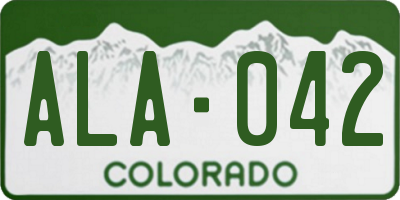 CO license plate ALA042