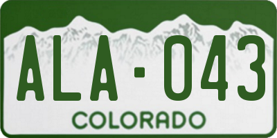 CO license plate ALA043