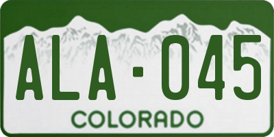 CO license plate ALA045