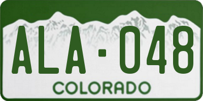 CO license plate ALA048