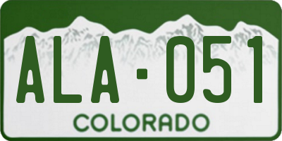 CO license plate ALA051