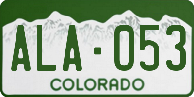 CO license plate ALA053