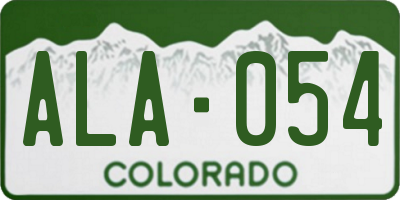 CO license plate ALA054