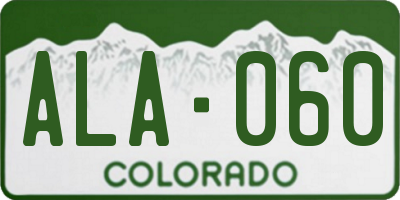 CO license plate ALA060