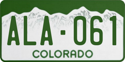 CO license plate ALA061