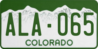 CO license plate ALA065