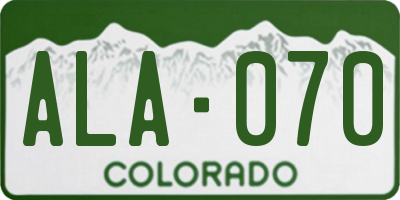 CO license plate ALA070