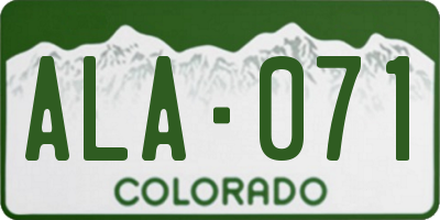 CO license plate ALA071