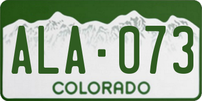 CO license plate ALA073
