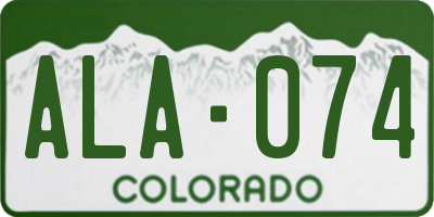 CO license plate ALA074