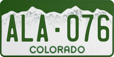 CO license plate ALA076