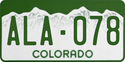 CO license plate ALA078