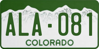 CO license plate ALA081