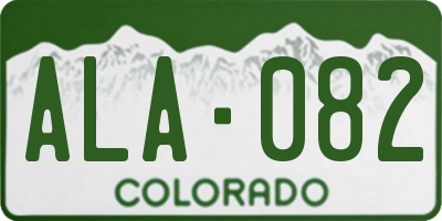 CO license plate ALA082