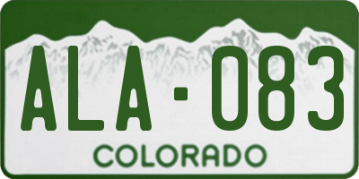 CO license plate ALA083