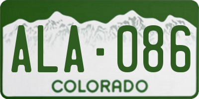CO license plate ALA086