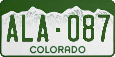 CO license plate ALA087