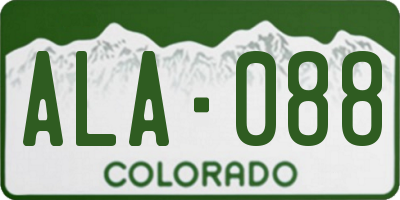 CO license plate ALA088
